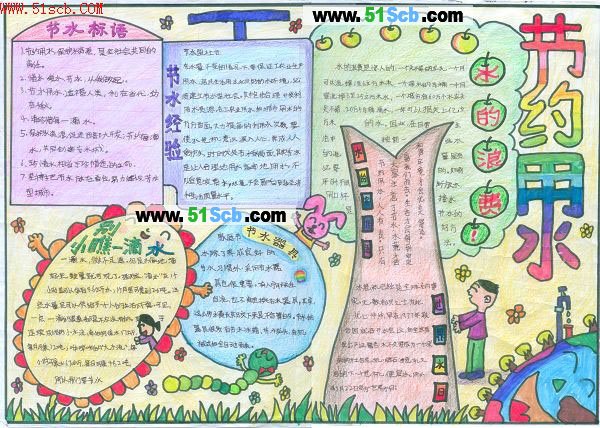 节水节电节粮黑板报:节约用水_世界卫生日作文_精品学习网