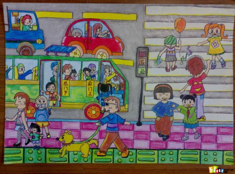 小学生交通安全绘画图片_安全教育