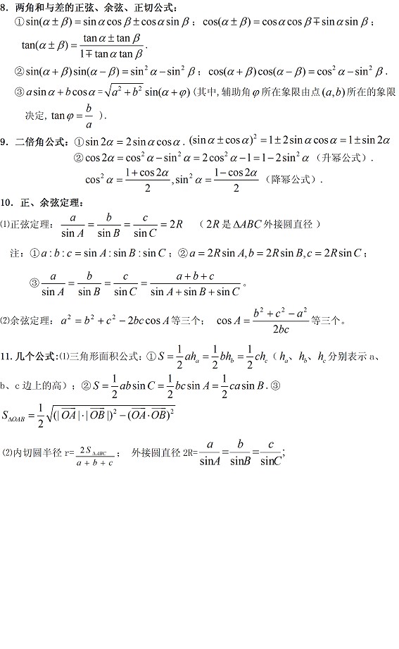 2015年高考数学重要知识点归纳:三角函数_安