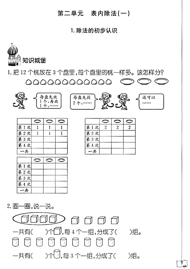 小学二年级下册数学同步练习:除法的初步认识