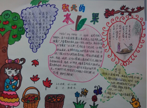 丰收的秋天手抄报图片:秋天的水果