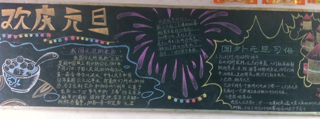元旦黑板报版面设计内容:欢庆元旦_黑板报
