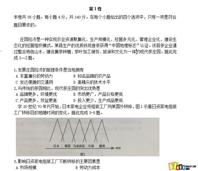 2016高考文综全国Ⅱ卷试卷