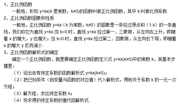 初三下册数学期中复习要点之正比例函数_数学知识点