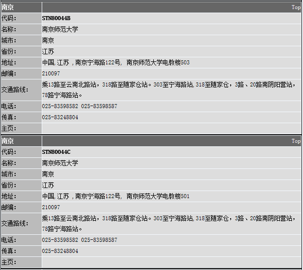 江苏南京GRE考试考点详情